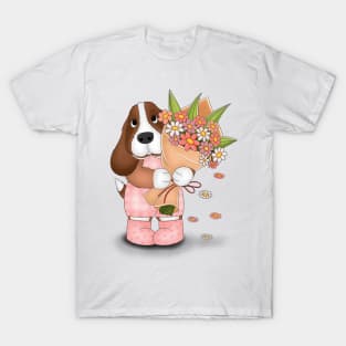 Dog brings beautiful flowers T-Shirt